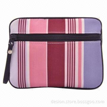 Nylon cosmetic bag with stripe printing
